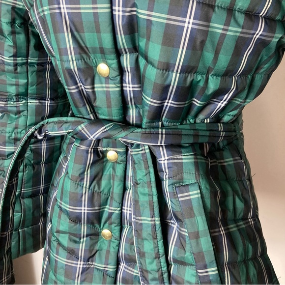 J. Crew Tartan Plaid Belted Puffer Jacket Small - Picture 6 of 8